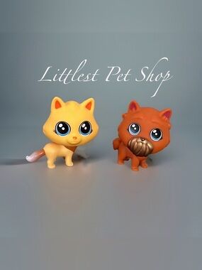 Littlest  Pet Shop Retired Figurines Yellow Cat NA1807-Orange Terrier Dog